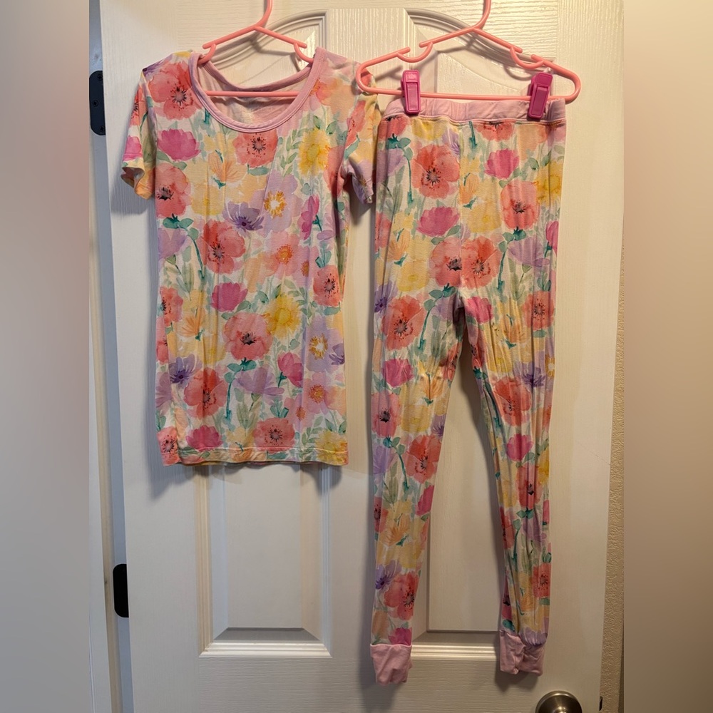 Little Sleepies Pink Floral Pajama Set - Multicolor Flowers